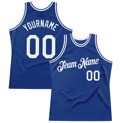 Custom Royal White Authentic Throwback Basketball Jersey - Sky-Custom
