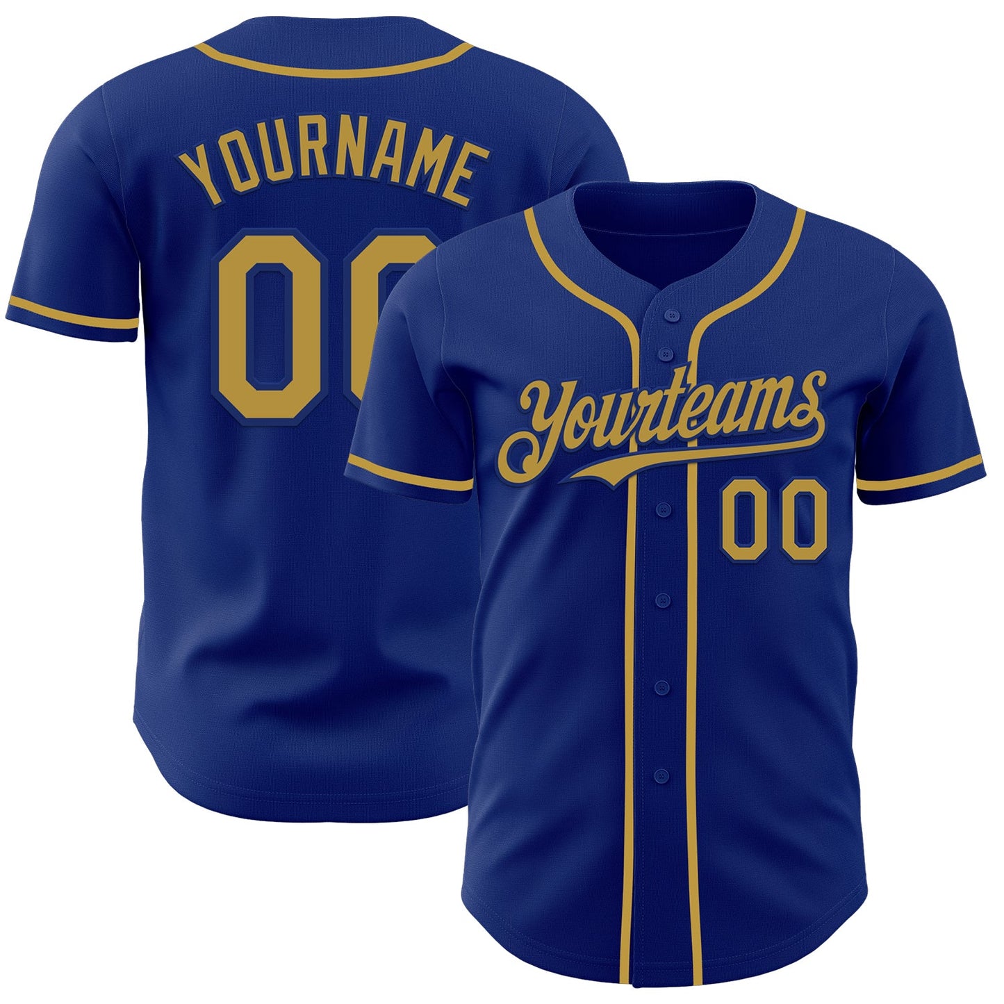 Custom Royal Old Gold Authentic Baseball Jersey - Sky-Custom