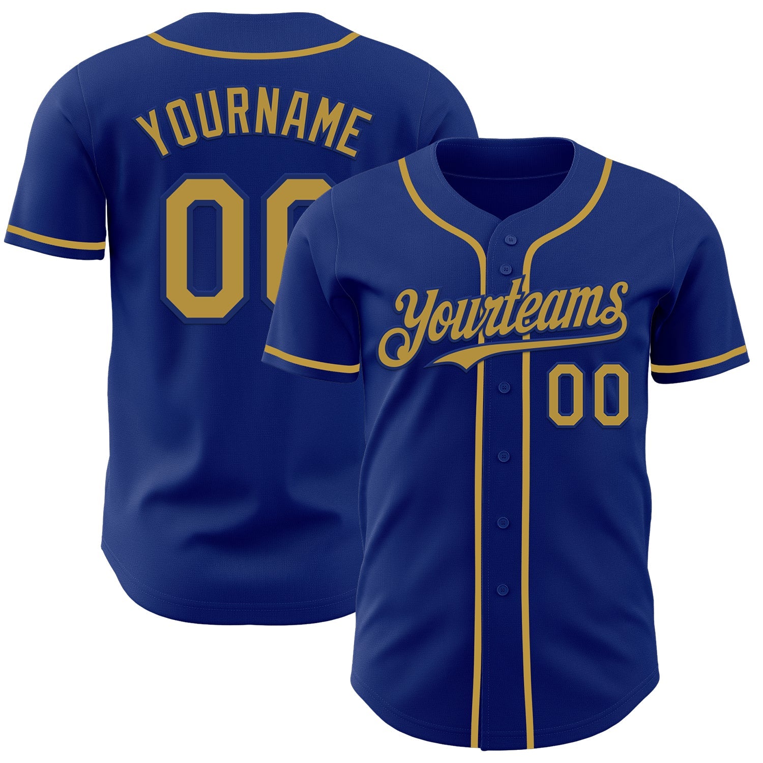Custom Royal Old Gold Authentic Baseball Jersey - Sky-Custom