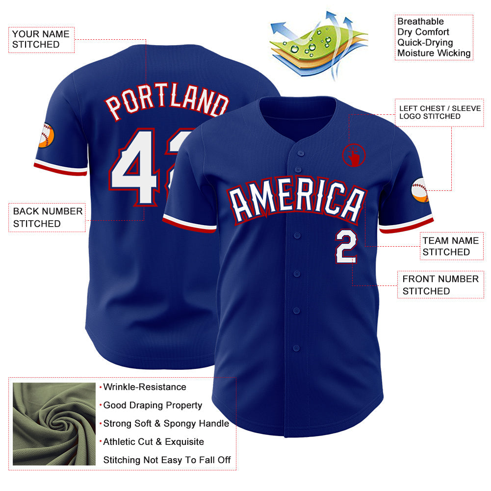 Custom Royal White-Red Authentic Baseball Jersey - Sky-Custom
