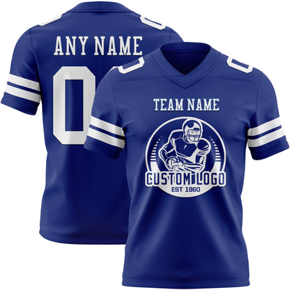 Custom Royal White Mesh Authentic Football Jersey - Sky-Custom