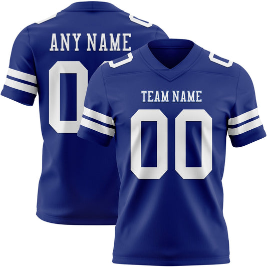 Custom Royal White Mesh Authentic Football Jersey - Sky-Custom