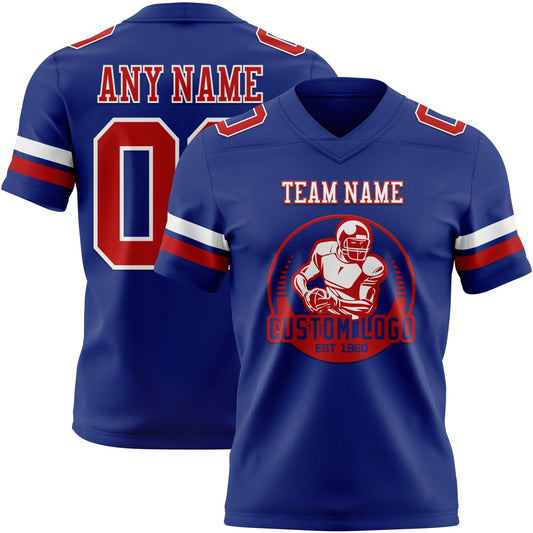 Custom Royal Red-White Mesh Authentic Football Jersey - Sky-Custom