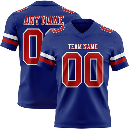 Custom Royal Red-White Mesh Authentic Football Jersey - Sky-Custom