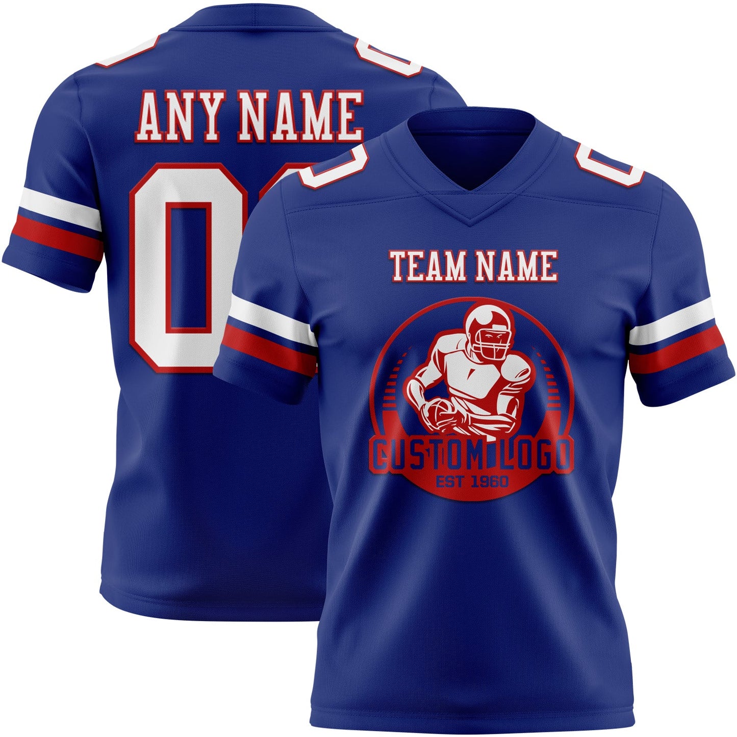 Custom Royal White-Red Mesh Authentic Football Jersey - Sky-Custom