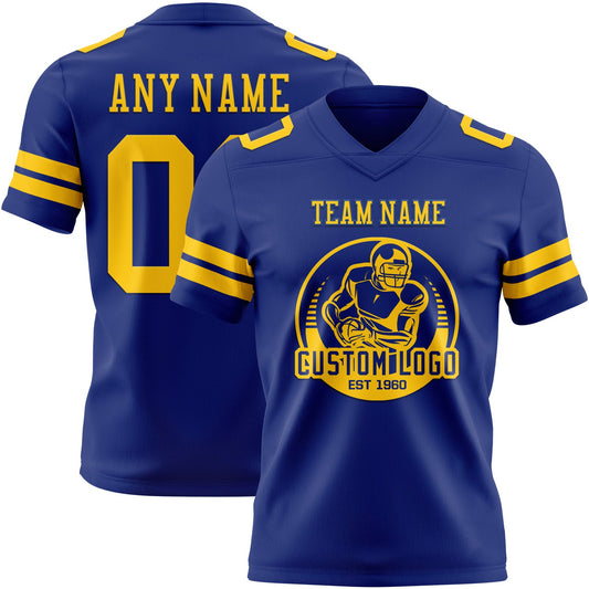 Custom Royal Yellow Mesh Authentic Football Jersey - Sky-Custom