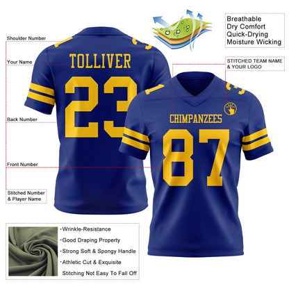 Custom Royal Yellow Mesh Authentic Football Jersey - Sky-Custom