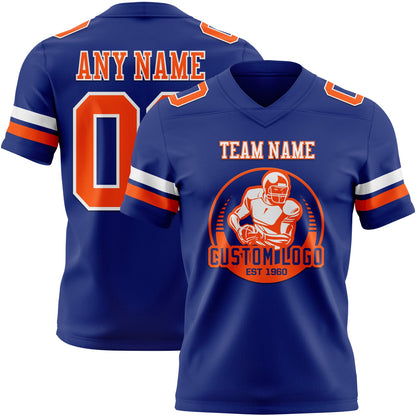 Custom Royal Orange-White Mesh Authentic Football Jersey - Sky-Custom