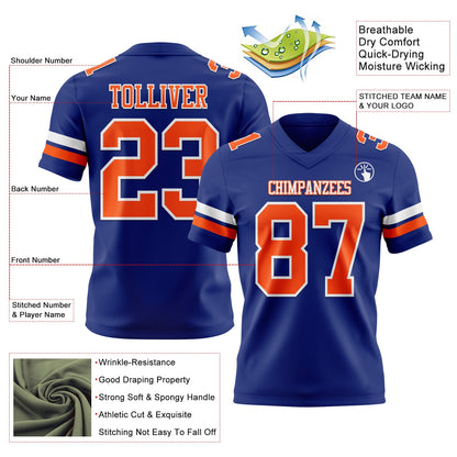 Custom Royal Orange-White Mesh Authentic Football Jersey - Sky-Custom