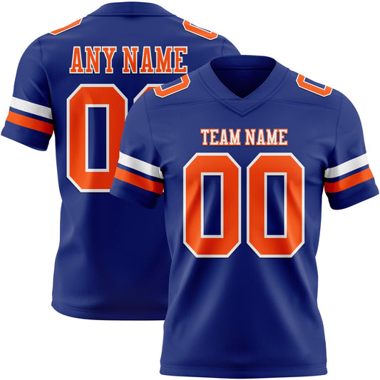 Custom Royal Orange-White Mesh Authentic Football Jersey - Sky-Custom
