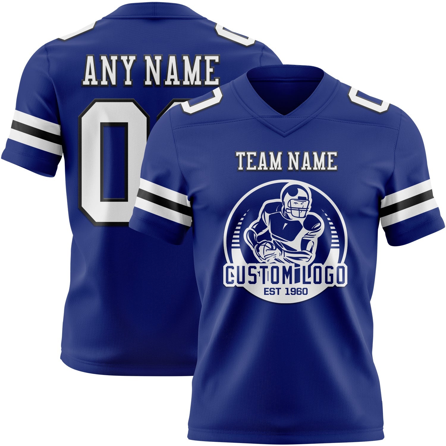 Custom Royal White-Black Mesh Authentic Football Jersey - Sky-Custom