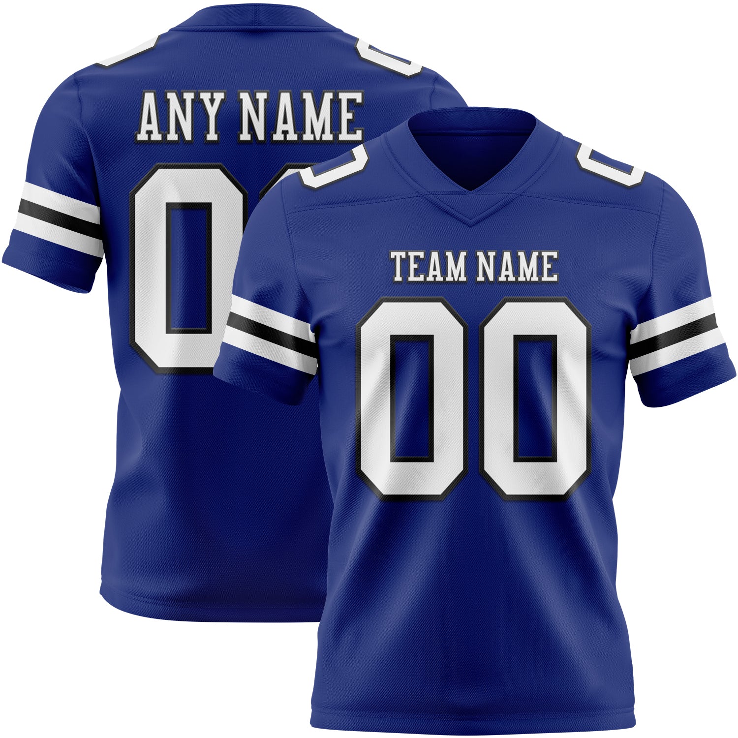 Custom Royal White-Black Mesh Authentic Football Jersey - Sky-Custom