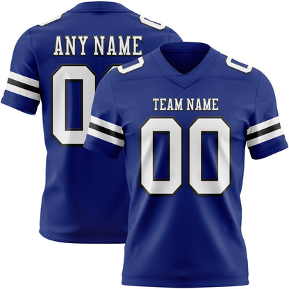 Custom Royal White-Black Mesh Authentic Football Jersey - Sky-Custom