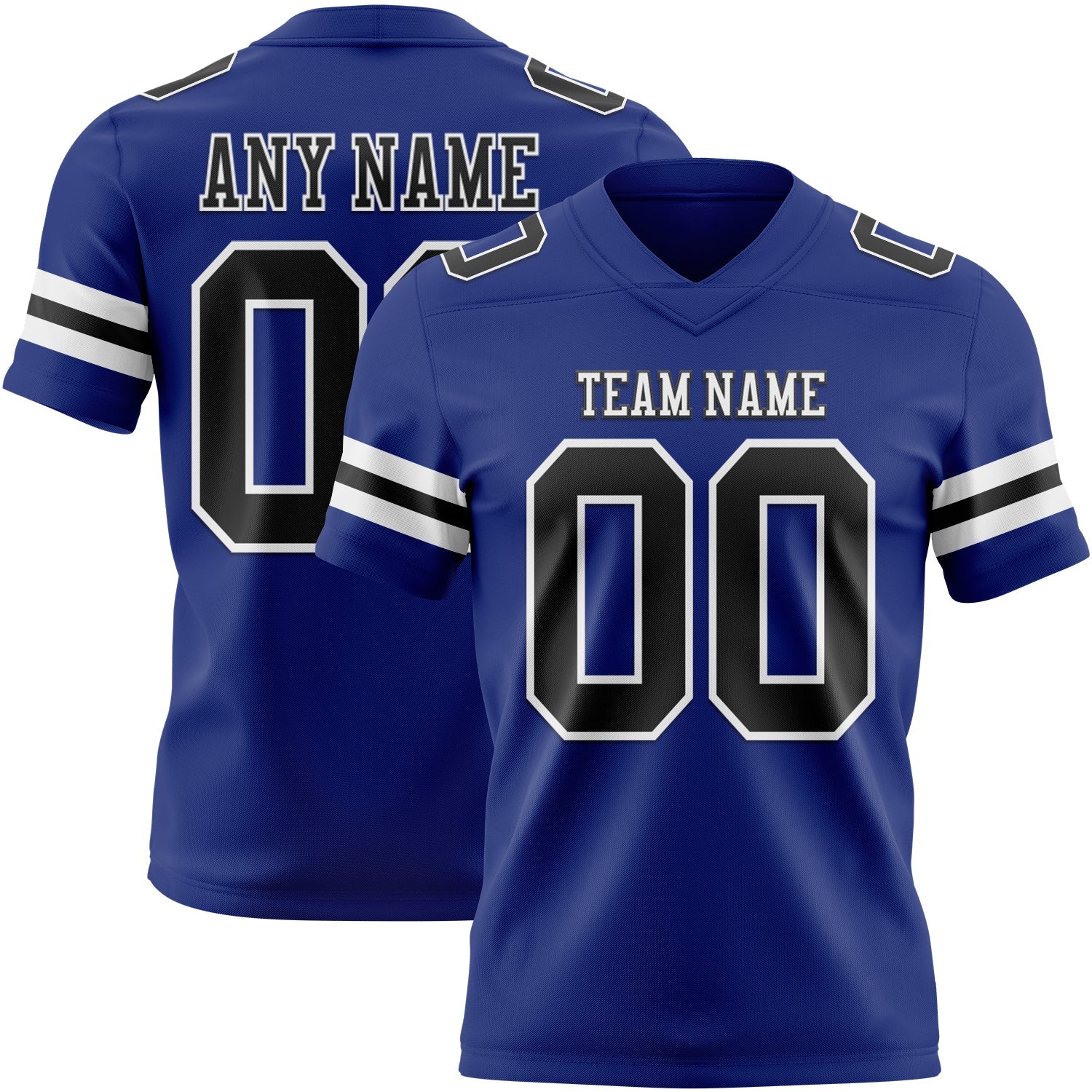 Custom Royal Black-White Mesh Authentic Football Jersey - Sky-Custom