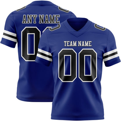 Custom Royal Black-White Mesh Authentic Football Jersey - Sky-Custom