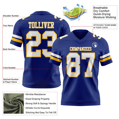 Custom Royal White-Gold Mesh Authentic Football Jersey - Sky-Custom