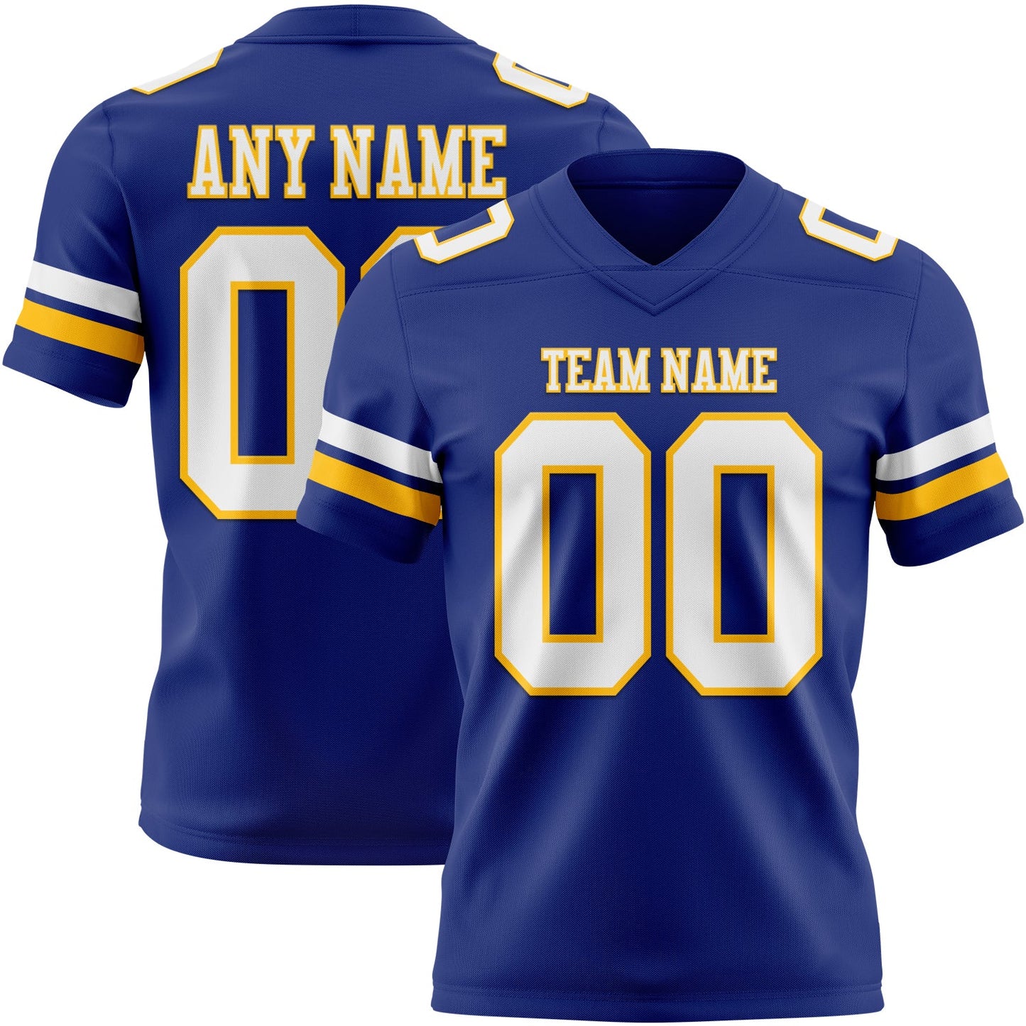 Custom Royal White-Gold Mesh Authentic Football Jersey - Sky-Custom
