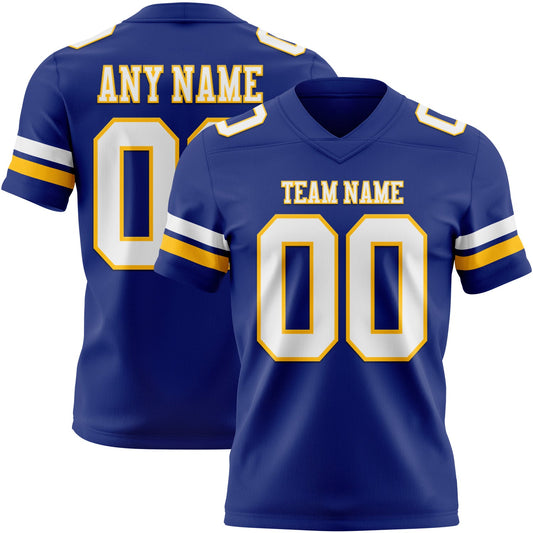 Custom Royal White-Gold Mesh Authentic Football Jersey - Sky-Custom