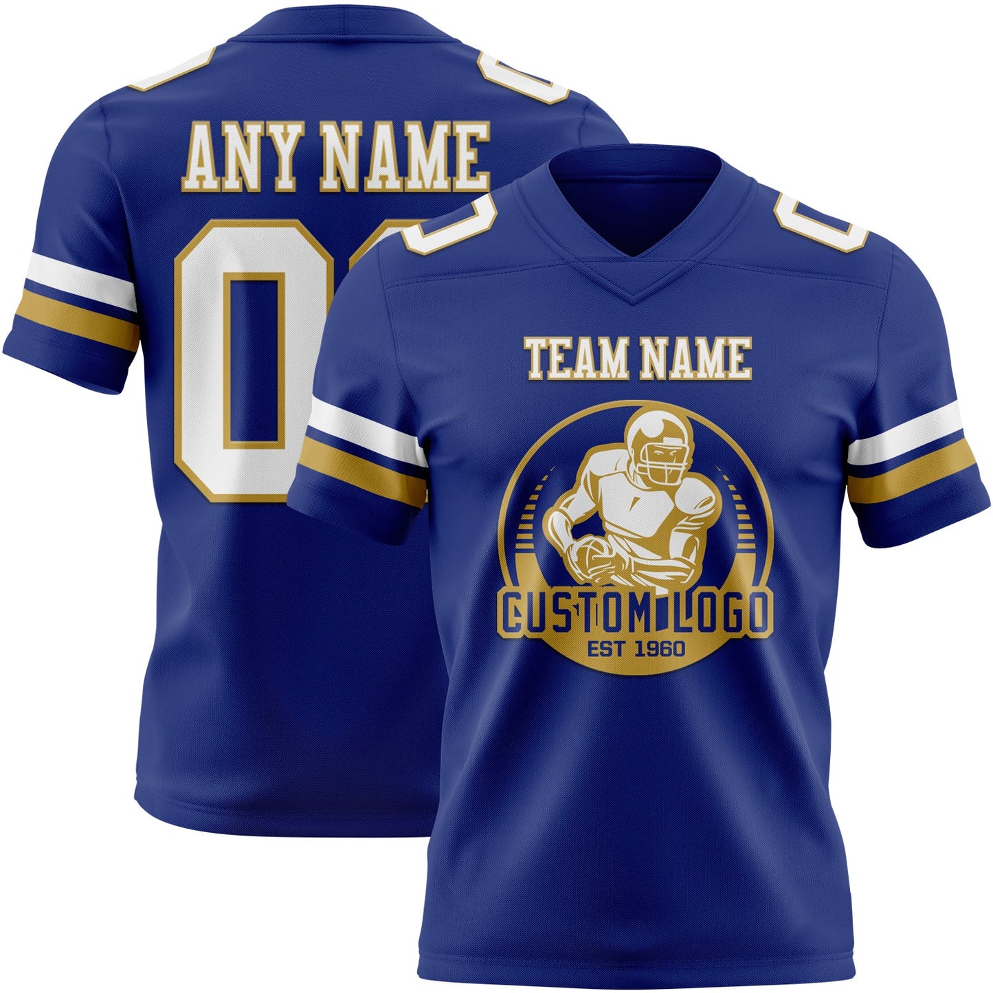 Custom Royal White-Old Gold Mesh Authentic Football Jersey - Sky-Custom