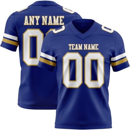 Custom Royal White-Old Gold Mesh Authentic Football Jersey - Sky-Custom