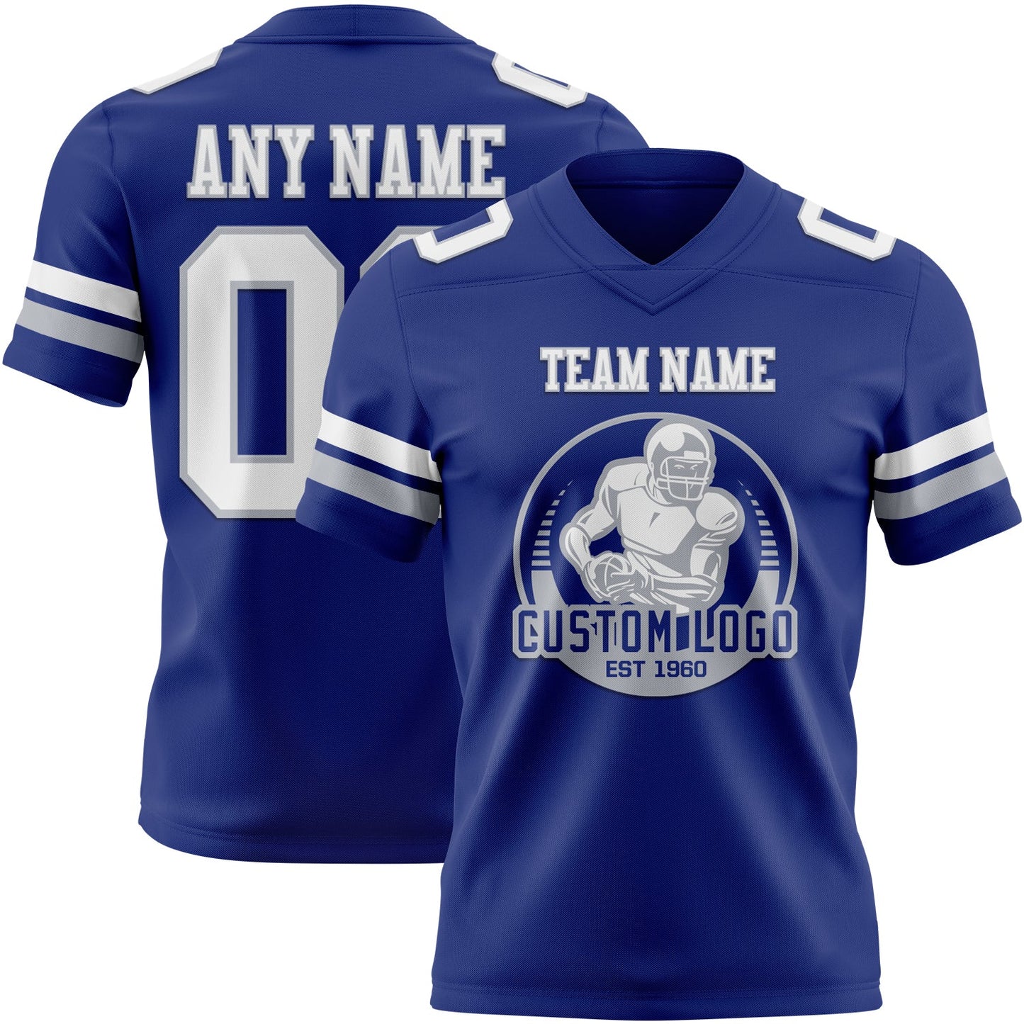 Custom Royal White-Gray Mesh Authentic Football Jersey - Sky-Custom