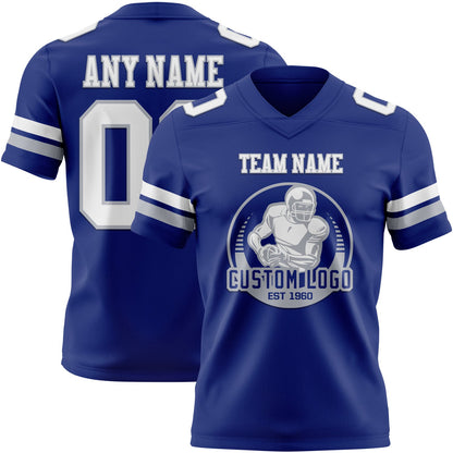Custom Royal White-Gray Mesh Authentic Football Jersey - Sky-Custom