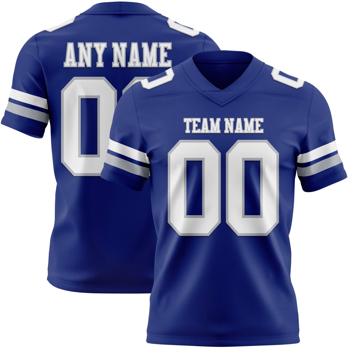 Custom Royal White-Gray Mesh Authentic Football Jersey - Sky-Custom