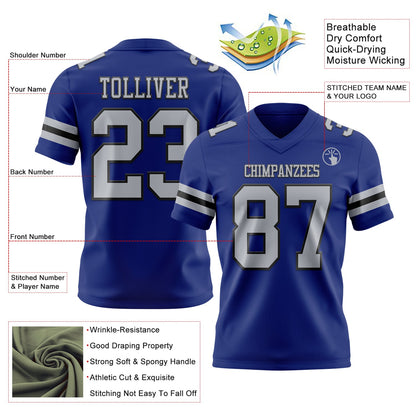 Custom Royal Gray-Black Mesh Authentic Football Jersey - Sky-Custom