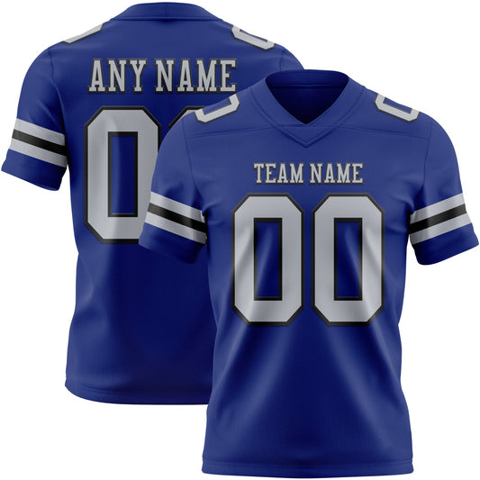 Custom Royal Gray-Black Mesh Authentic Football Jersey - Sky-Custom