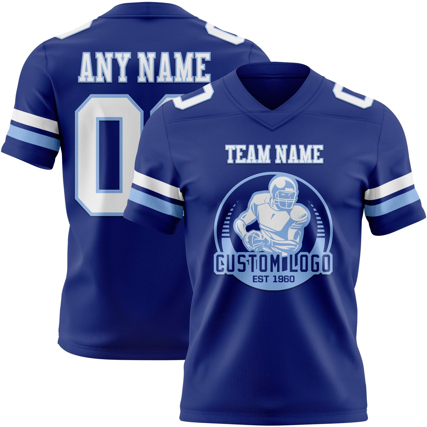 Custom Royal White-Light Blue Mesh Authentic Football Jersey - Sky-Custom