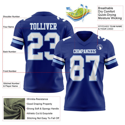 Custom Royal White-Light Blue Mesh Authentic Football Jersey - Sky-Custom