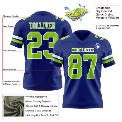 Custom Royal Neon Green-White Mesh Authentic Football Jersey - Sky-Custom