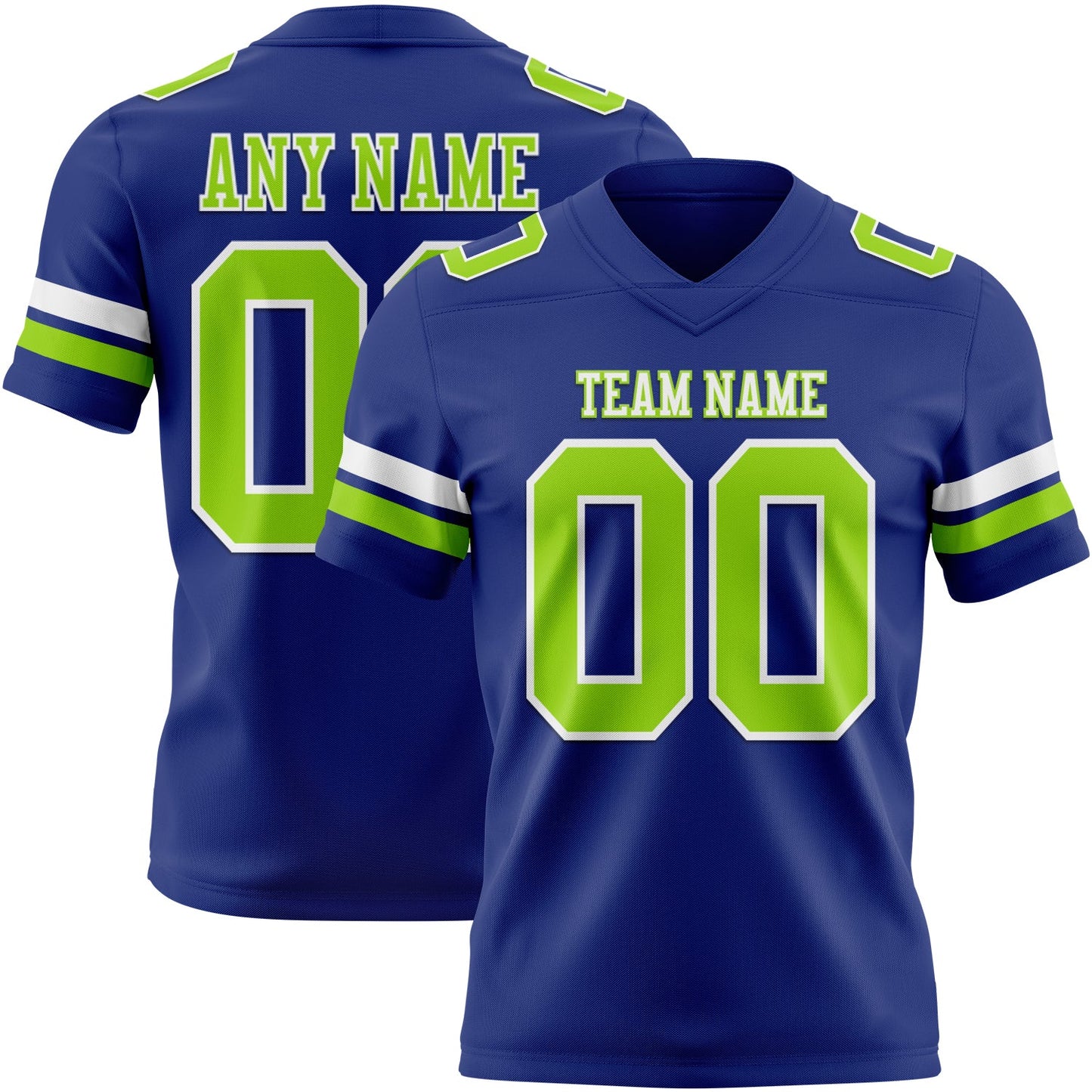 Custom Royal Neon Green-White Mesh Authentic Football Jersey - Sky-Custom