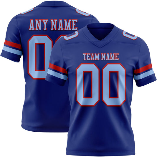 Custom Royal Light Blue-Red Mesh Authentic Football Jersey - Sky-Custom