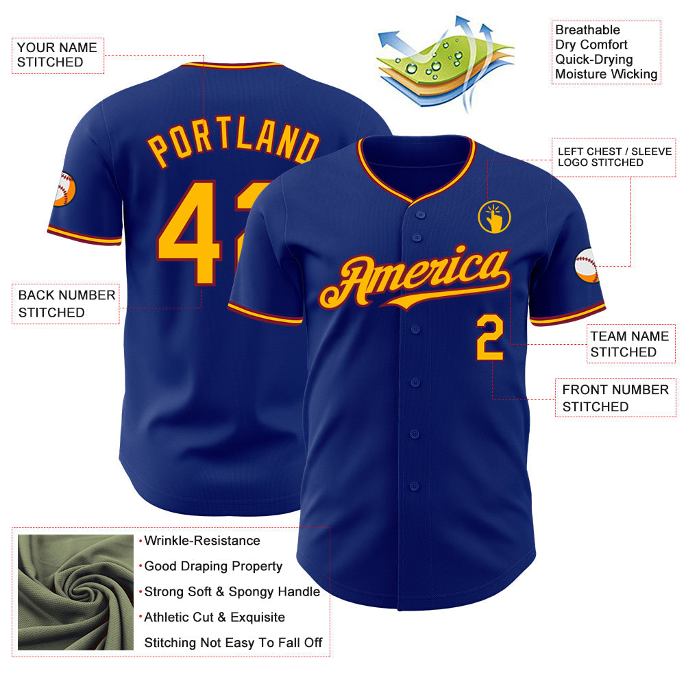 Custom Royal Gold-Crimson Authentic Baseball Jersey - Sky-Custom