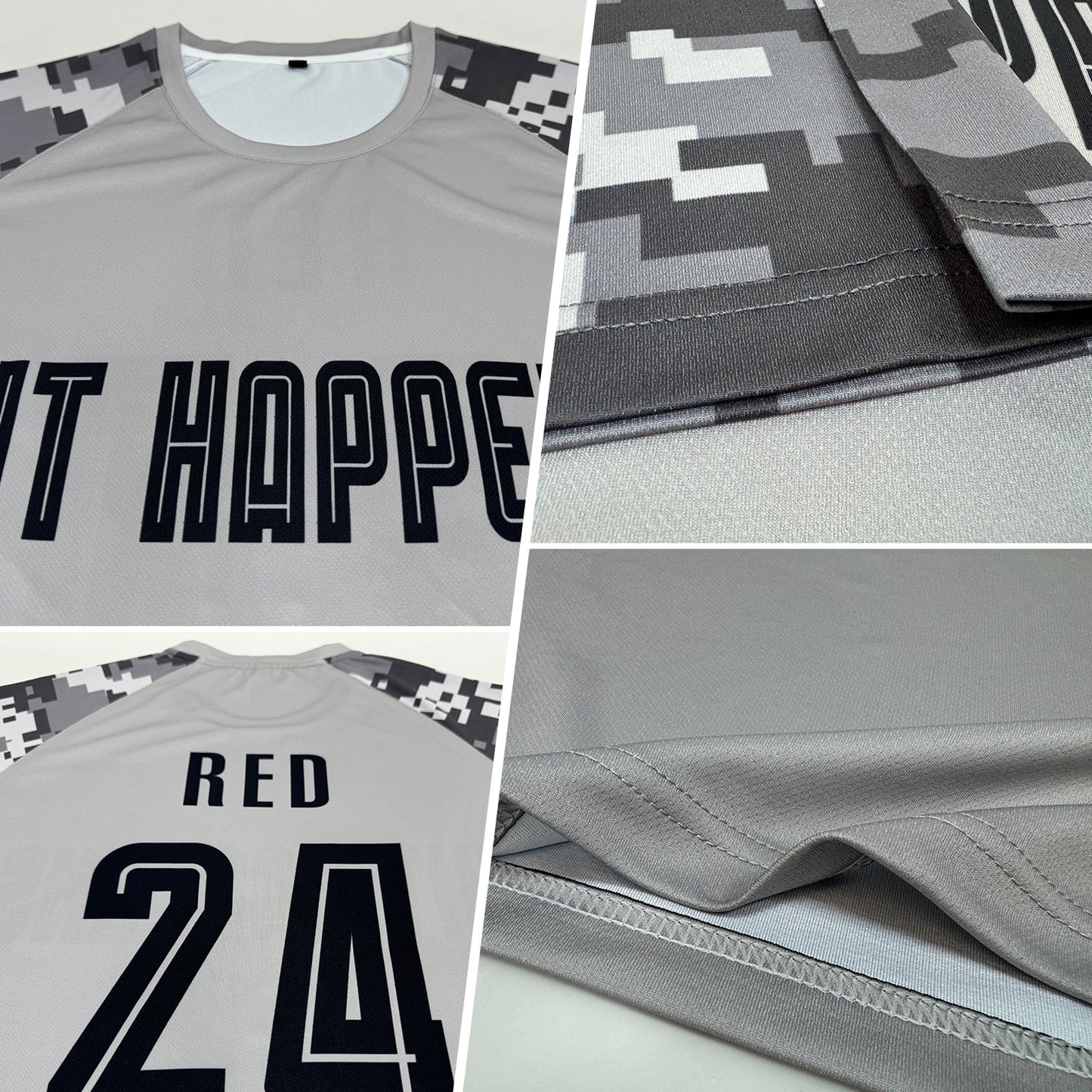 Custom Gray Black-Camo Sublimation Soccer Uniform Jersey - Sky-Custom