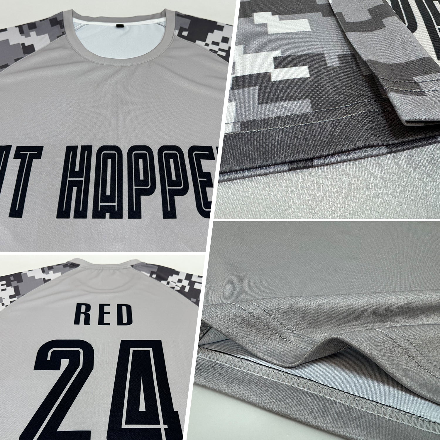 Custom Gray Black-Camo Sublimation Soccer Uniform Jersey - Sky-Custom
