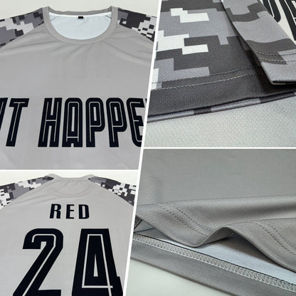 Custom Gray Black-Camo Sublimation Soccer Uniform Jersey - Sky-Custom