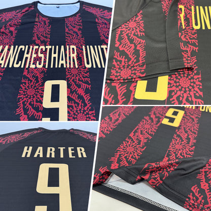 Custom Black Vegas Gold-Red Sublimation Soccer Uniform Jersey - Sky-Custom