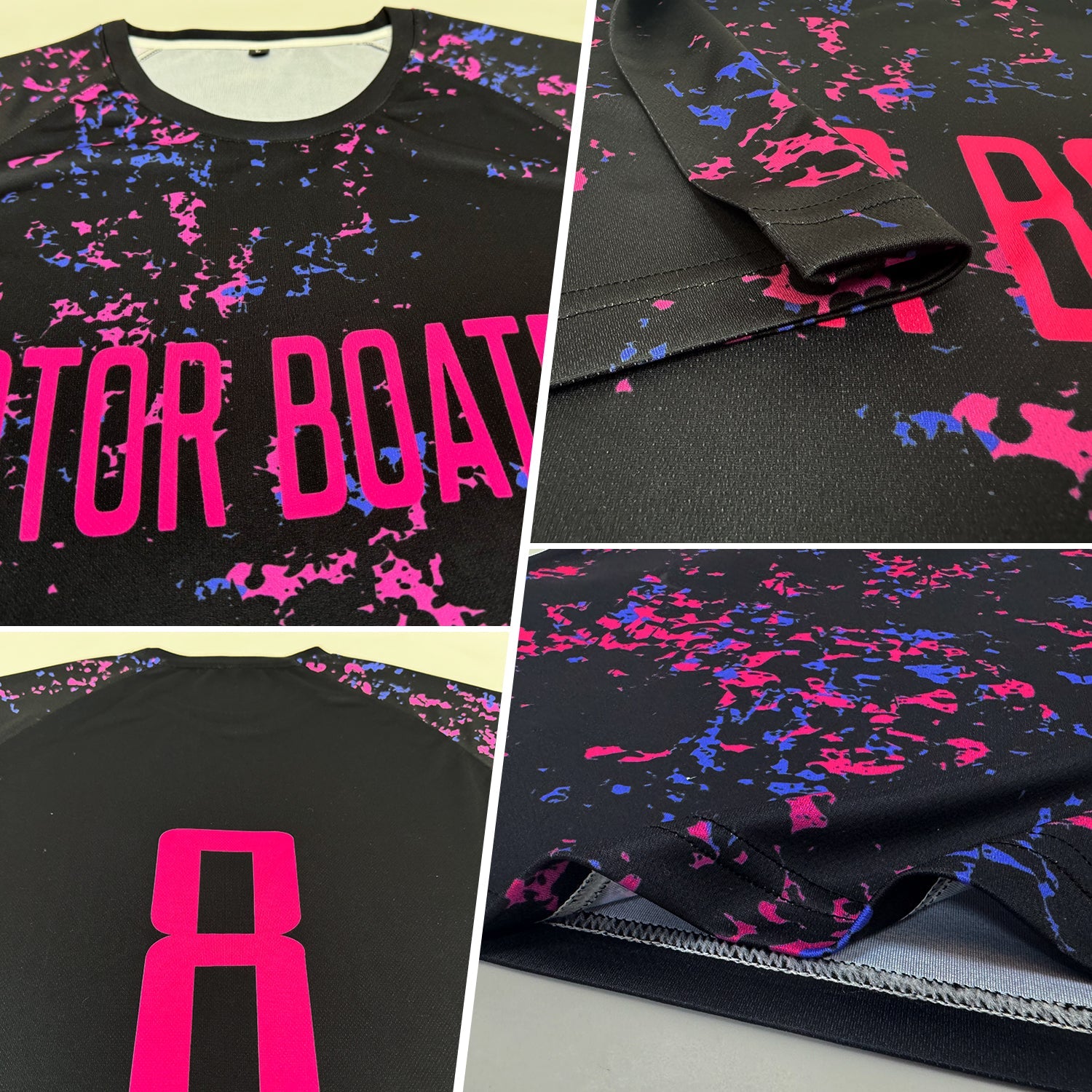 Custom Black Pink-Light Blue Sublimation Soccer Uniform Jersey - Sky-Custom