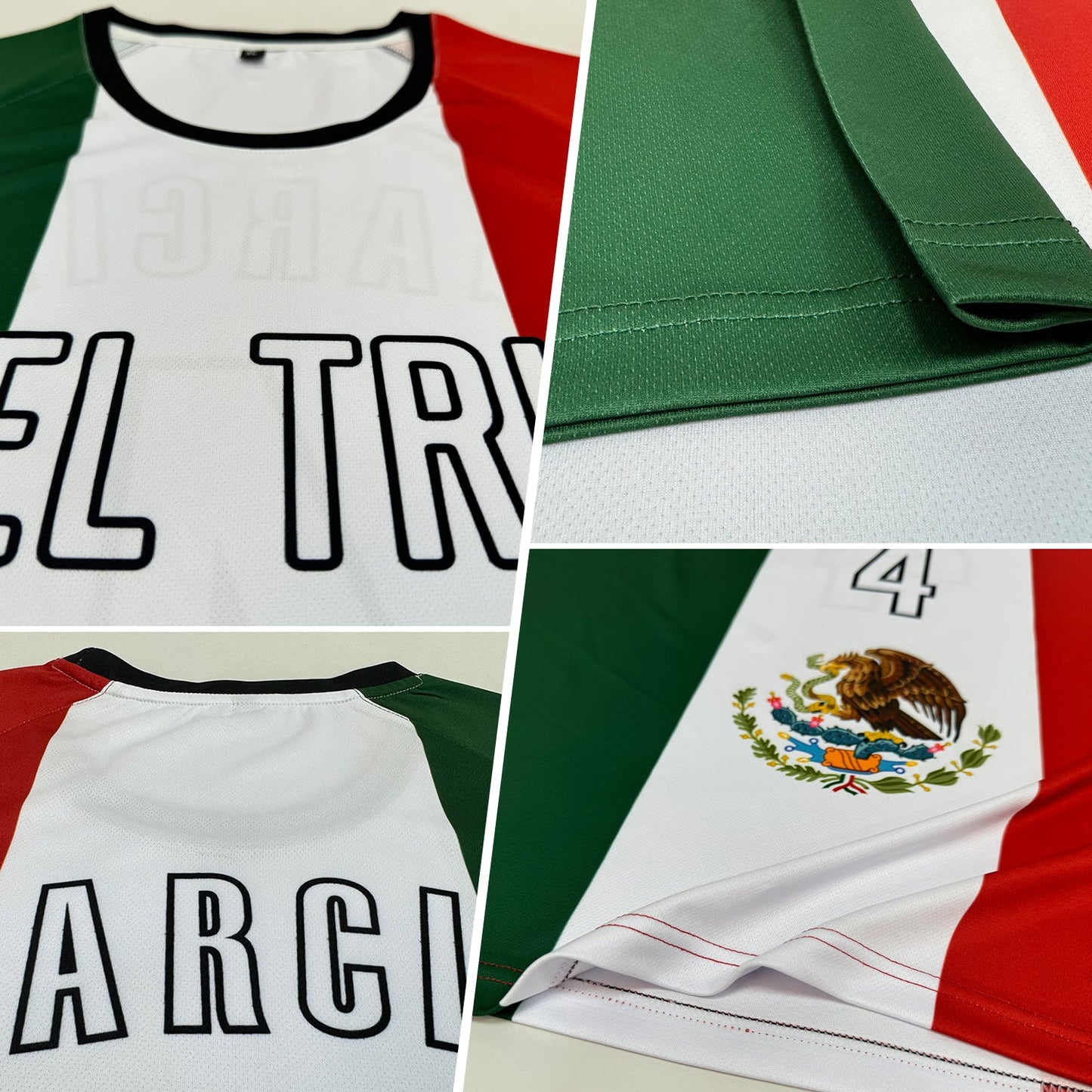 Custom Kelly Green White Red-Black Sublimation Mexican Flag Soccer Uniform Jersey - Sky-Custom