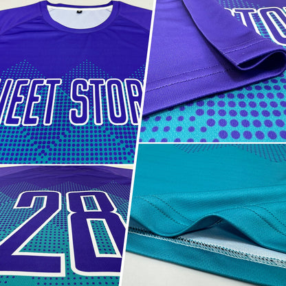 Custom Teal Purple-White Sublimation Soccer Uniform Jersey - Sky-Custom