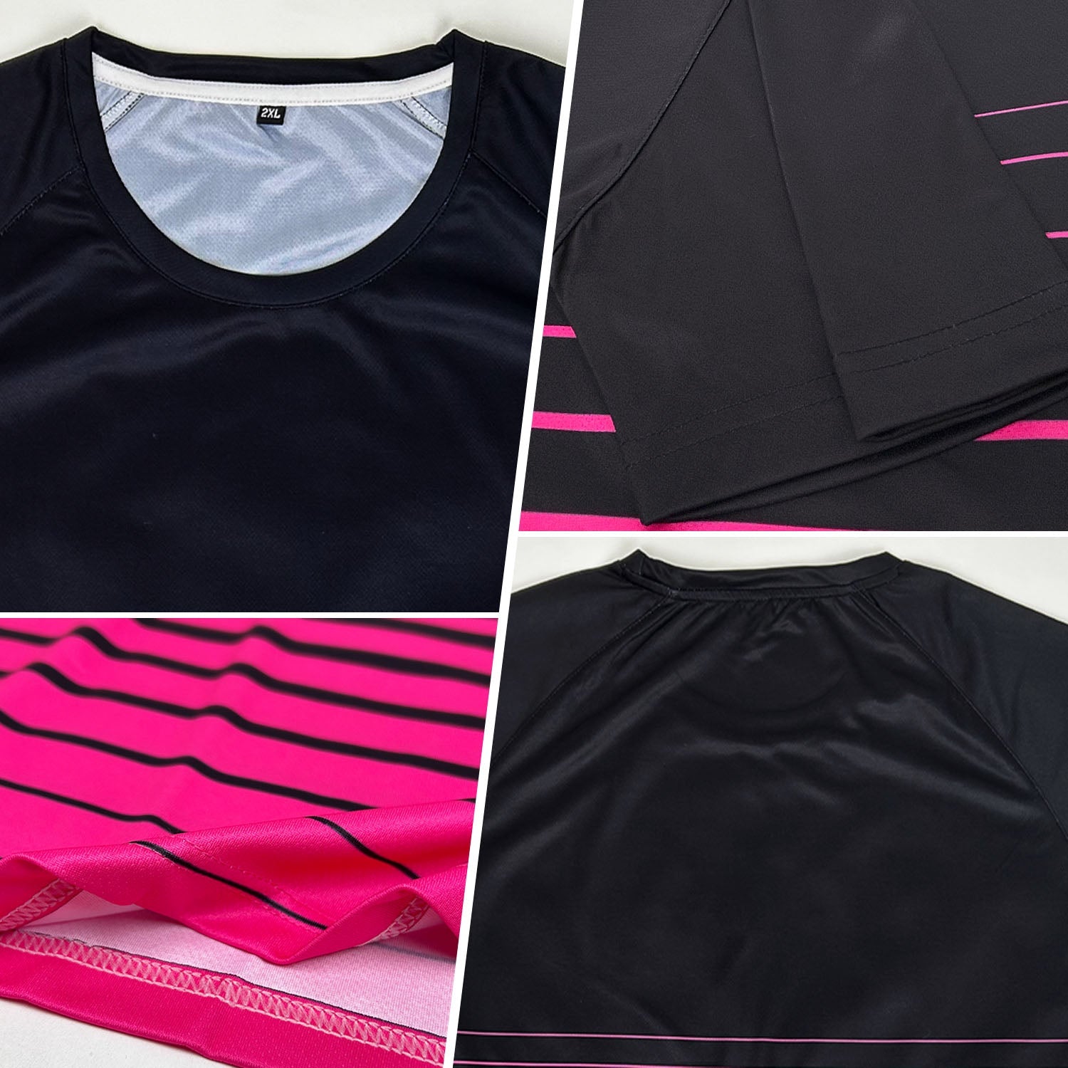 Custom Black Pink Pinstripe Fade Fashion Sublimation Soccer Uniform Jersey - Sky-Custom