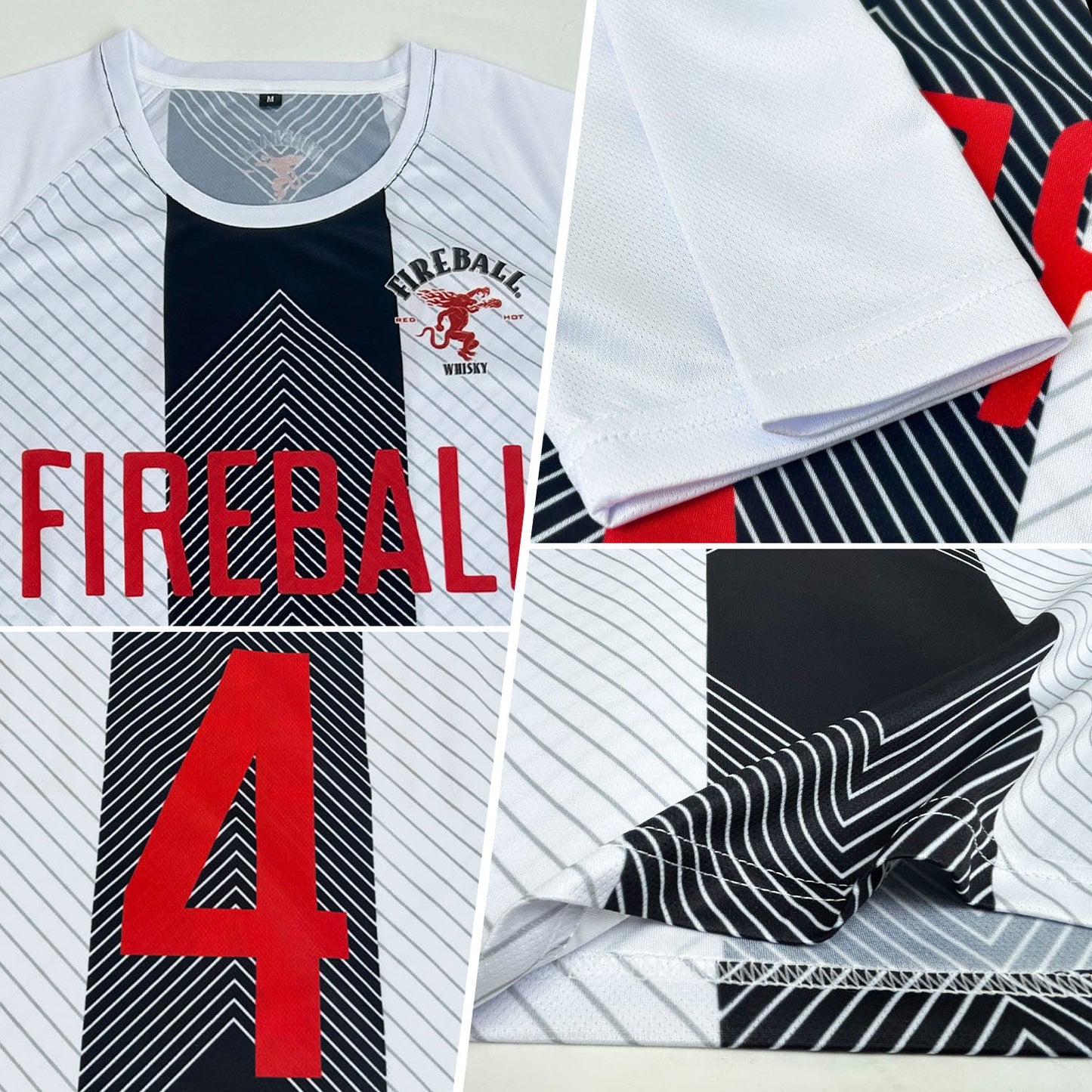 Custom White Red-Black Line Sublimation Soccer Uniform Jersey - Sky-Custom