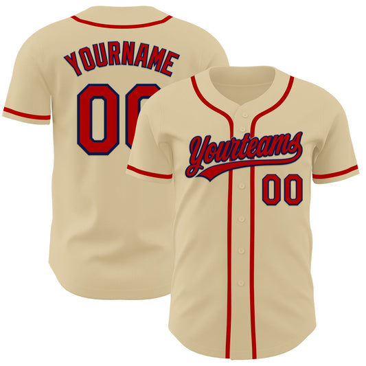 Custom Sand Red-Navy Authentic Baseball Jersey - Sky-Custom