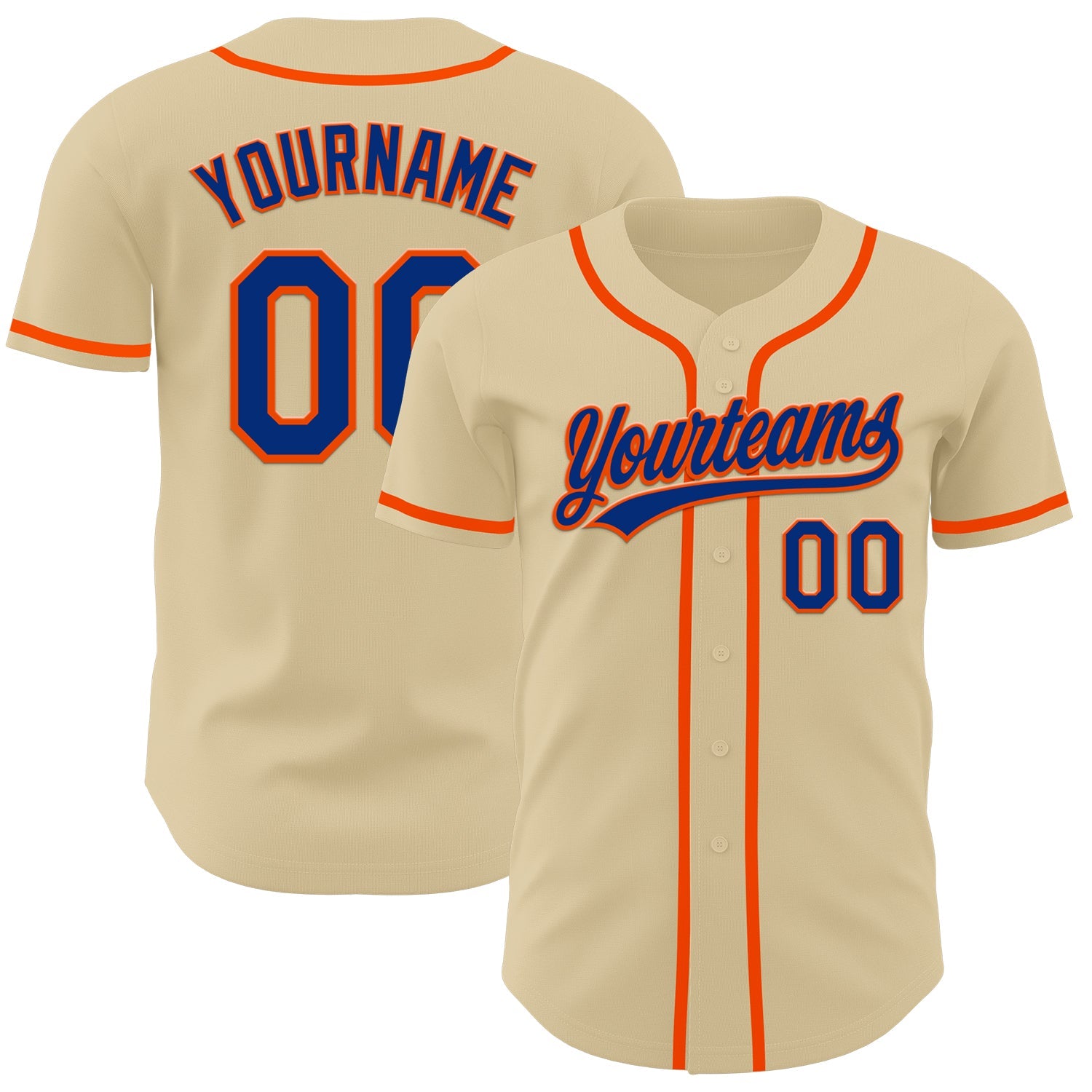 Custom Sand Royal-Orange Authentic Baseball Jersey - Sky-Custom