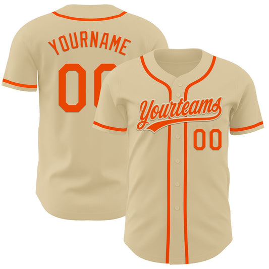 Custom Sand Orange Authentic Baseball Jersey - Sky-Custom