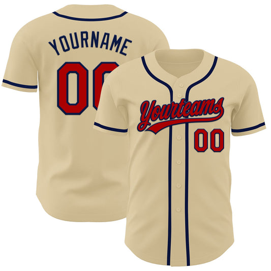 Custom Sand Red-Navy Authentic Baseball Jersey - Sky-Custom