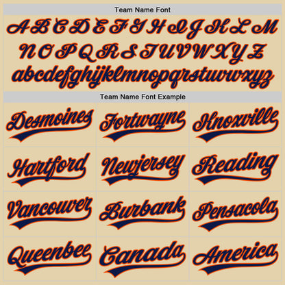 Custom Sand Navy-Orange Authentic Baseball Jersey - Sky-Custom