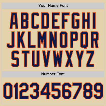 Custom Sand Navy-Orange Authentic Baseball Jersey - Sky-Custom